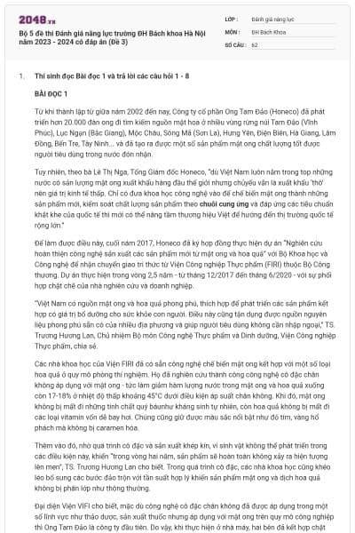 Bộ 5 đề thi Đánh giá năng lực trường ĐH Bách khoa Hà Nội năm 2023 - 2024 có đáp án (Đề 3)