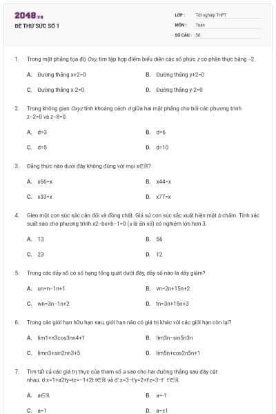 ĐỀ THỬ SỨC SỐ 1