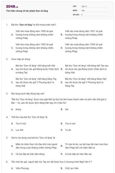 Tìm hiểu chung về tác phẩm Dọn về làng