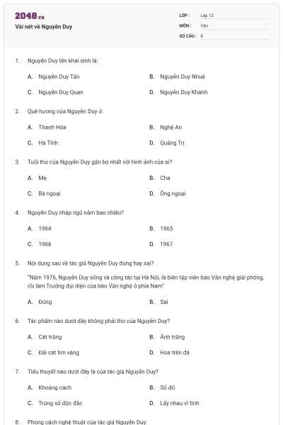 Vài nét về Nguyễn Duy