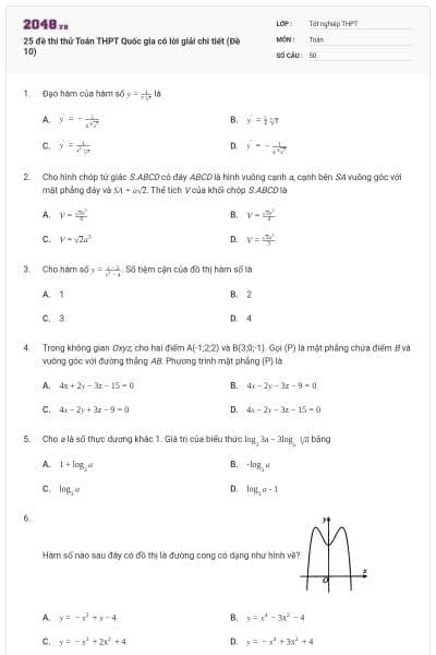 25 đề thi thử Toán THPT Quốc gia có lời giải chi tiết (Đề 10)