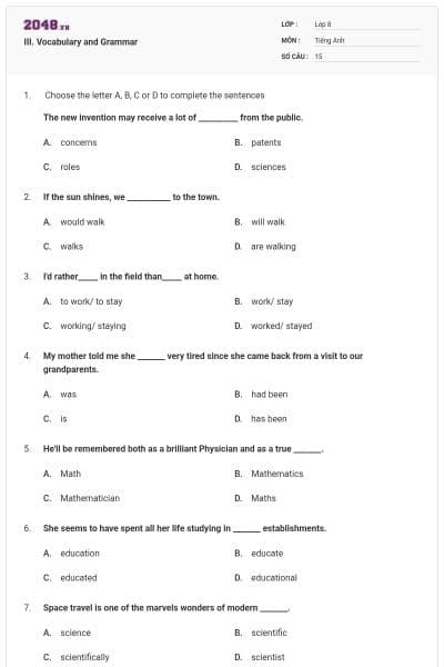 III. Vocabulary and Grammar