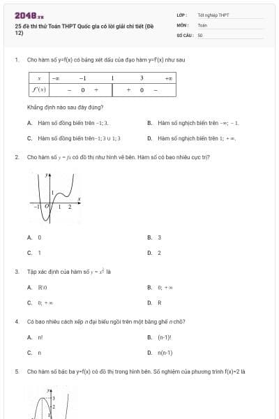 25 đề thi thử Toán THPT Quốc gia có lời giải chi tiết (Đề 12)