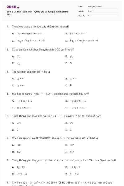 25 đề thi thử Toán THPT Quốc gia có lời giải chi tiết (Đề 15)