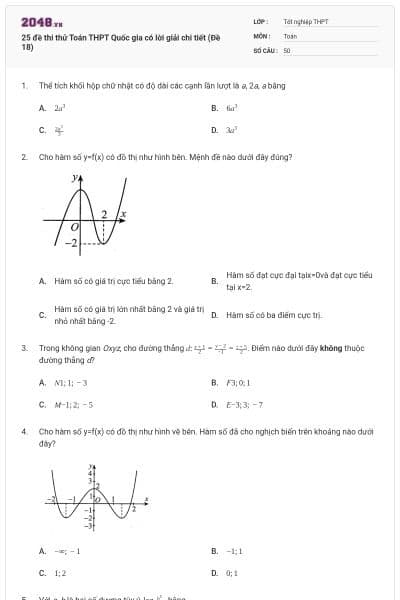 25 đề thi thử Toán THPT Quốc gia có lời giải chi tiết (Đề 18)