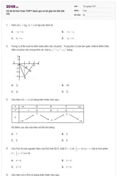 25 đề thi thử Toán THPT Quốc gia có lời giải chi tiết (Đề 23)