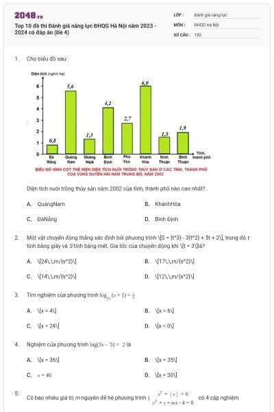 Top 10 đề thi Đánh giá năng lực ĐHQG Hà Nội năm 2023 - 2024 có đáp án (Đề 4)