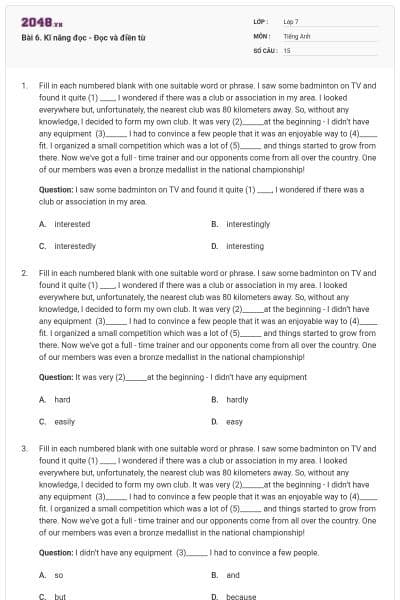 Bài 6. Kĩ năng đọc - Đọc và điền từ