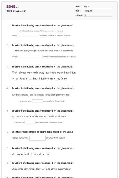 Bài 9: Kỹ năng viết