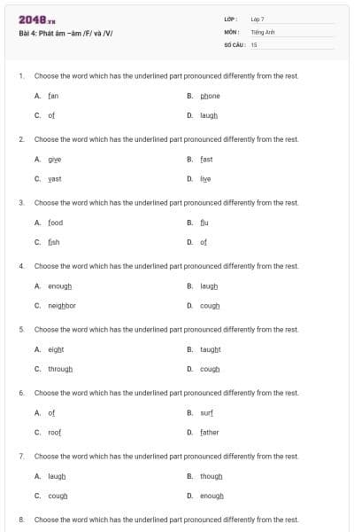 Bài 4: Phát âm –âm /F/ và /V/