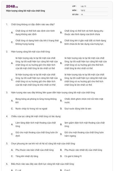 Hiện tượng căng bề mặt của chất lỏng