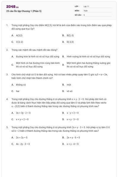 25 câu Ôn tập Chương 1 (Phần 5)