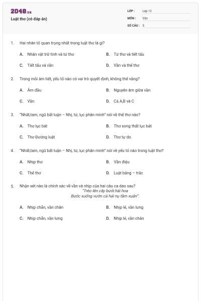 Luật thơ (có đáp án)