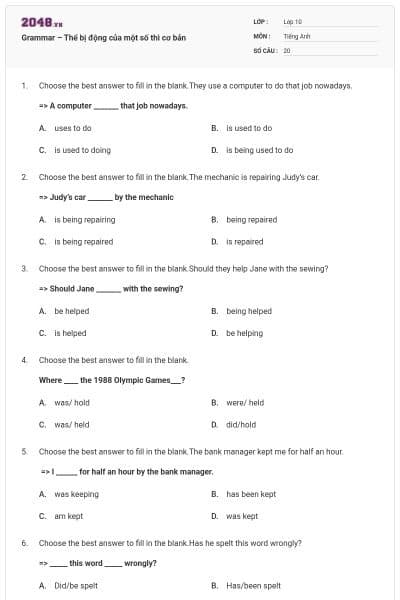 Grammar – Thể bị động của một số thì cơ bản