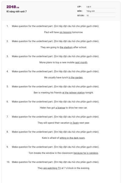 Kĩ năng viết-unit 7