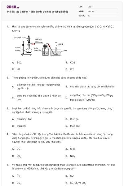 145 Bài tập Cacbon - Silic ôn thi Đại học có lời giải (P2)