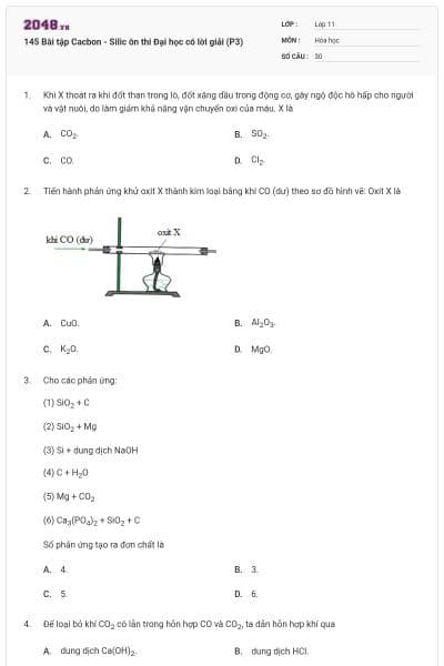 145 Bài tập Cacbon - Silic ôn thi Đại học có lời giải (P3)