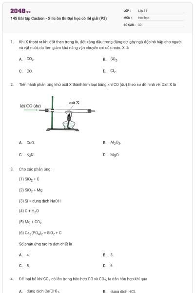 145 Bài tập Cacbon - Silic ôn thi Đại học có lời giải (P3)