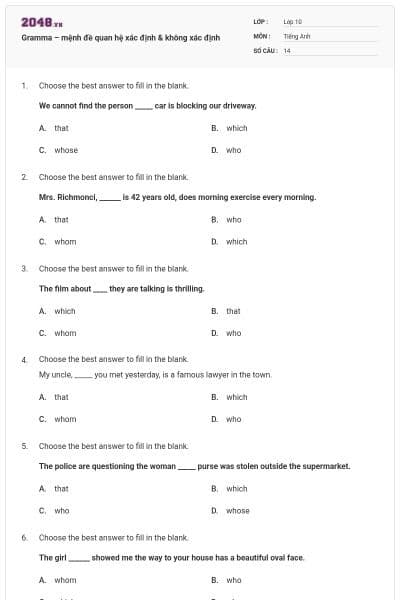 Gramma – mệnh đề quan hệ xác định & không xác định