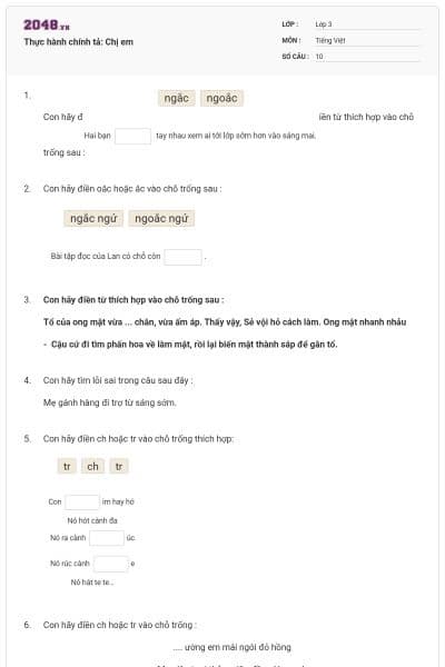 Thực hành chính tả: Chị em