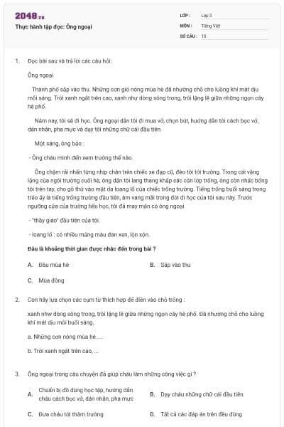 Thực hành tập đọc: Ông ngoại