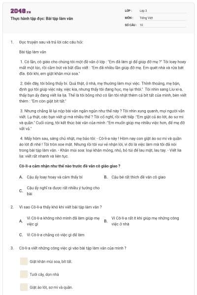 Thực hành tập đọc: Bài tập làm văn