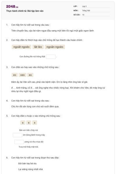 Thực hành chính tả: Bài tập làm văn