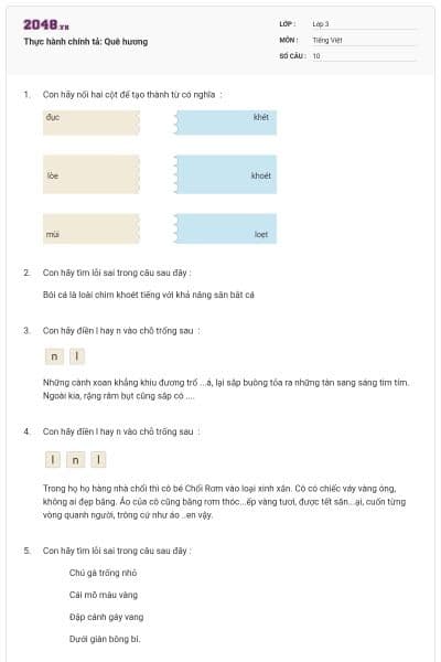 Thực hành chính tả: Quê hương