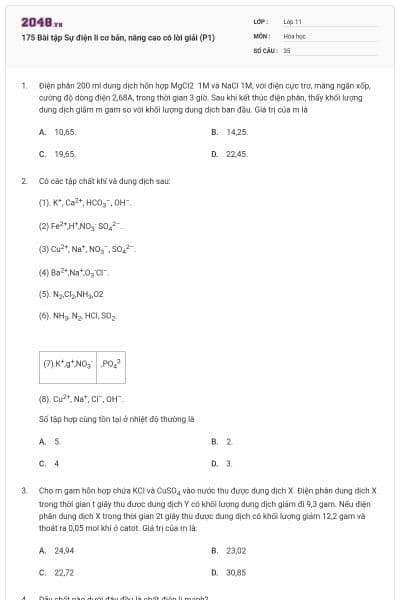 175 Bài tập Sự điện li cơ bản, nâng cao có lời giải (P1)