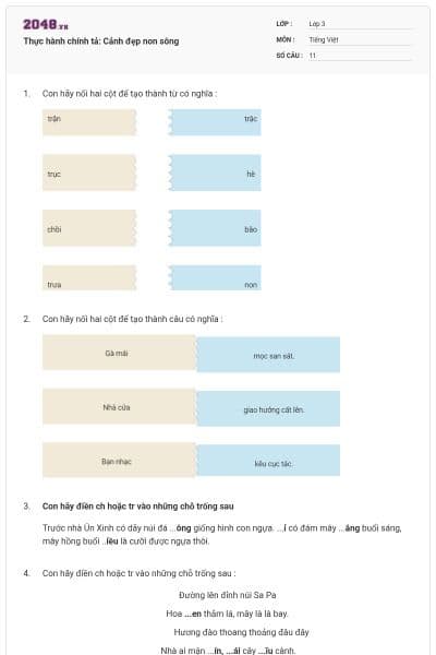 Thực hành chính tả: Cảnh đẹp non sông