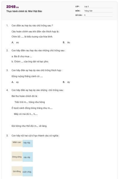 Thực hành chính tả: Nhớ Việt Bắc