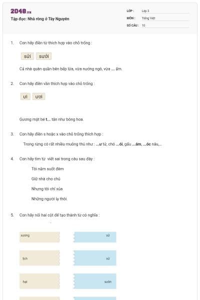 Tập đọc: Nhà rông ở Tây Nguyên
