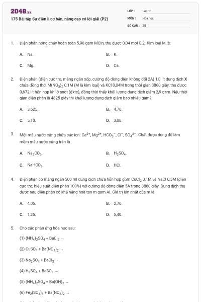 175 Bài tập Sự điện li cơ bản, nâng cao có lời giải (P2)