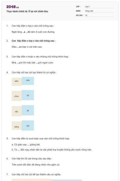 Thực hành chính tả: Ở lại với chiến khu