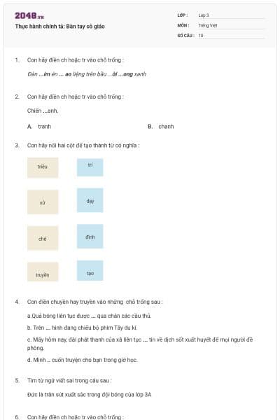 Thực hành chính tả: Bàn tay cô giáo