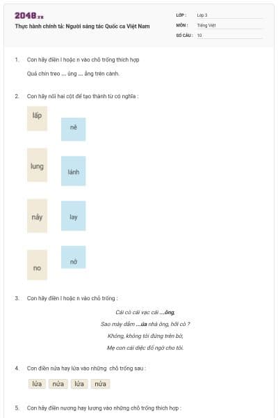 Thực hành chính tả: Người sáng tác Quốc ca Việt Nam