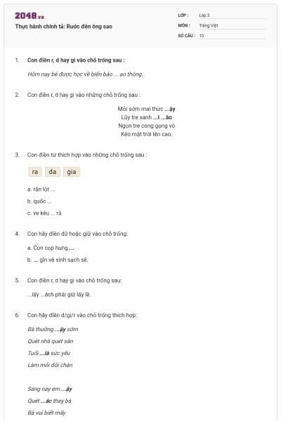 Thực hành chính tả: Rước đèn ông sao