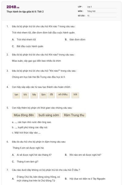 Thực hành ôn tập giữa kì II: Tiết 2