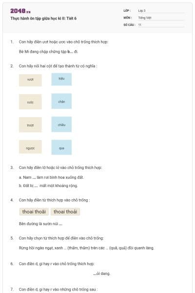 Thực hành ôn tập giữa học kì II: Tiết 6