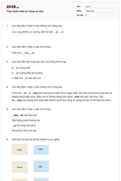 Thực hành chính tả: Cùng vui chơi