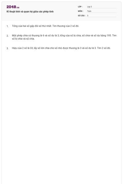 Kĩ thuật tính và quan hệ giữa các phép tính