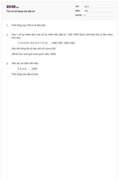 Tìm số số hạng của dãy số