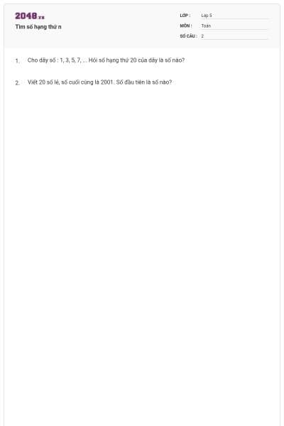 Tìm số hạng thứ n