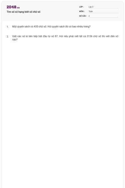 Tìm số số hạng biết số chữ số