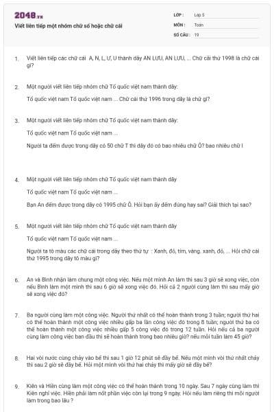 Viết liên tiếp một nhóm chữ số hoặc chữ cái