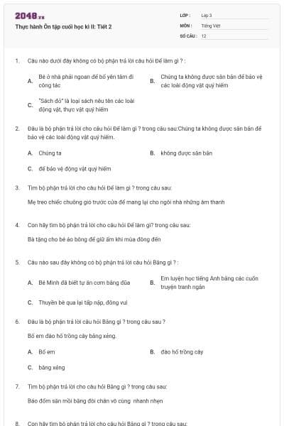 Thực hành Ôn tập cuối học kì II: Tiết 2