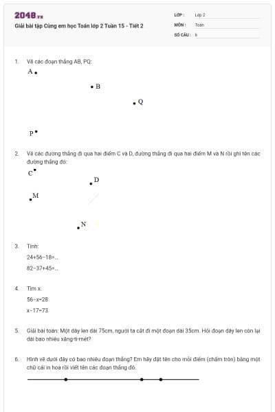 Giải bài tập Cùng em học Toán lớp 2 Tuần 15 - Tiết 2