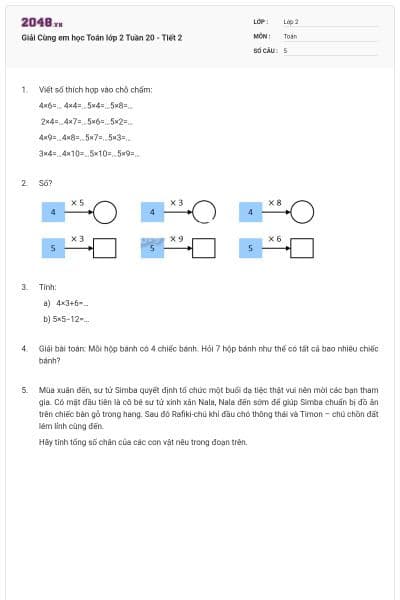 Giải Cùng em học Toán lớp 2 Tuần 20 - Tiết 2