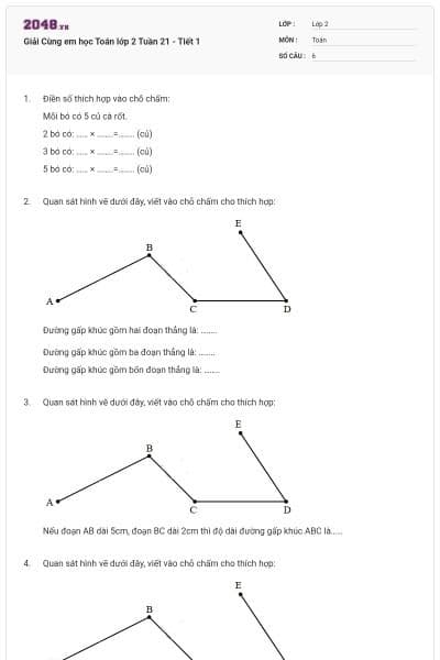 Giải Cùng em học Toán lớp 2 Tuần 21 - Tiết 1