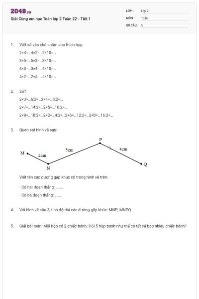Giải Cùng em học Toán lớp 2 Tuần 22 - Tiết 1